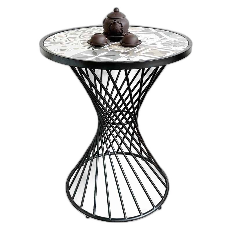 Bàn cafe tròn mặt gạch men chân sắt CFD68148 Bàn cafe tròn mặt gạch men chân sắt CFD68148