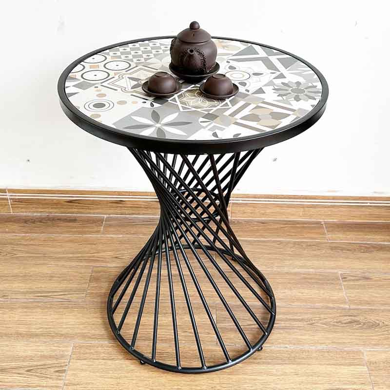Bàn cafe tròn mặt gạch men chân sắt CFD68148 Bàn cafe tròn mặt gạch men chân sắt CFD68148 - hình 2