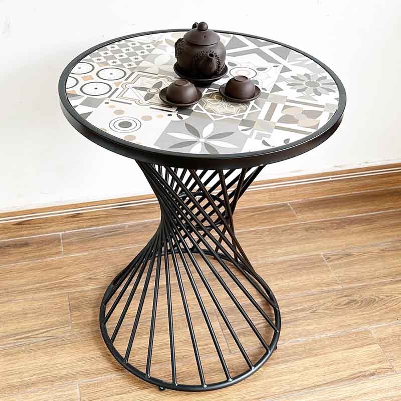Bàn cafe tròn mặt gạch men chân sắt CFD68148 Bàn cafe tròn mặt gạch men chân sắt CFD68148 - hình 4