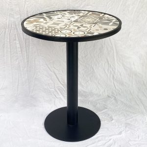 Bàn cafe tròn mặt gạch men hoa văn xanh CFD68100 - hình 1