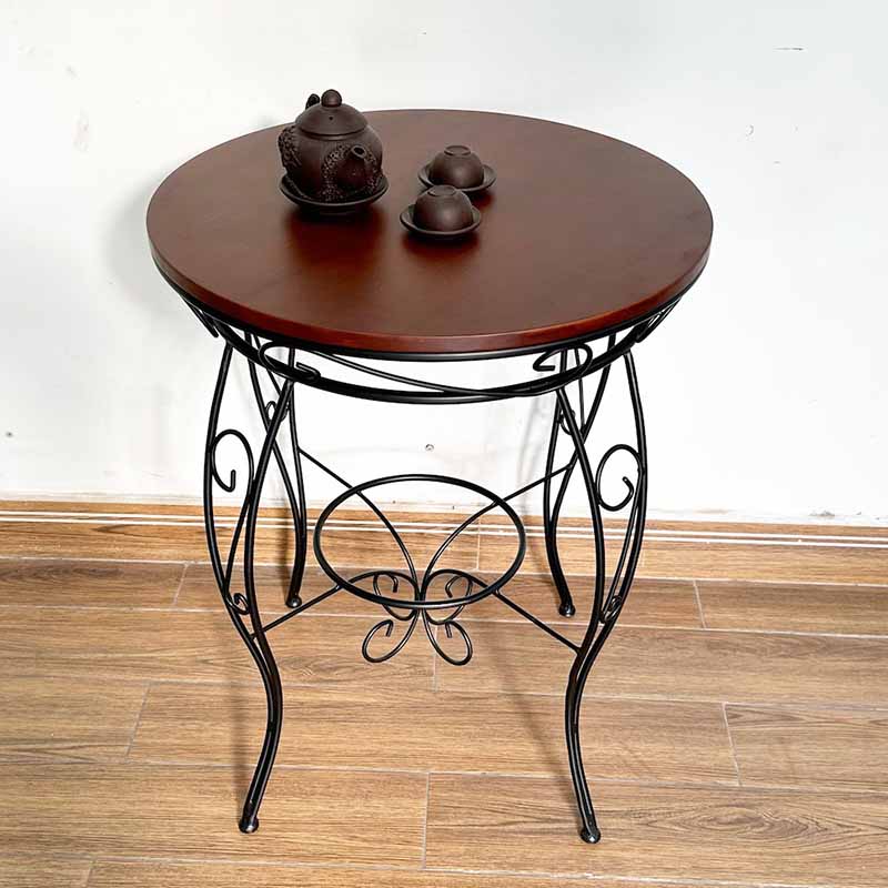 Bàn cafe tròn mặt gỗ chân sắt hoa văn CFD68147 Bàn cafe tròn mặt gỗ chân sắt hoa văn CFD68147 - hình 5
