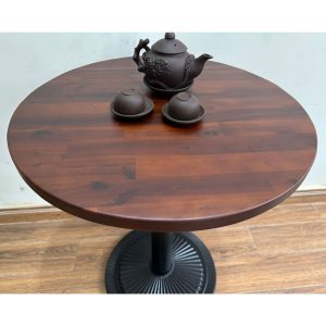 Bàn cafe tròn mặt gỗ tràm chân sắt mâm gang CFD68169 - hình 1