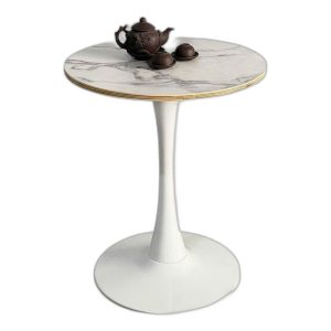 Bàn Cafe Tulip tròn 60cm mặt gỗ Plywood vân đá - CFD68244