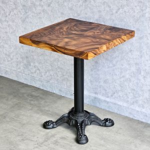 Bàn cafe vuông 60x60cm gỗ me tây dày 5 cm chân gang đúc CFD68198 - hình 1