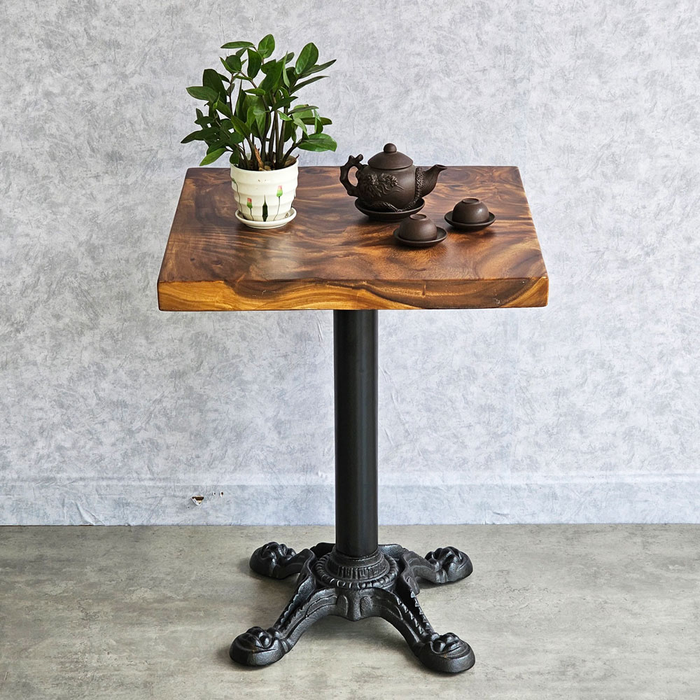 Bàn cafe vuông 60x60cm gỗ me tây dày 5 cm chân gang đúc CFD68198 Bàn cafe vuông 60x60cm gỗ me tây dày 5 cm chân gang đúc CFD68198 - hình 2