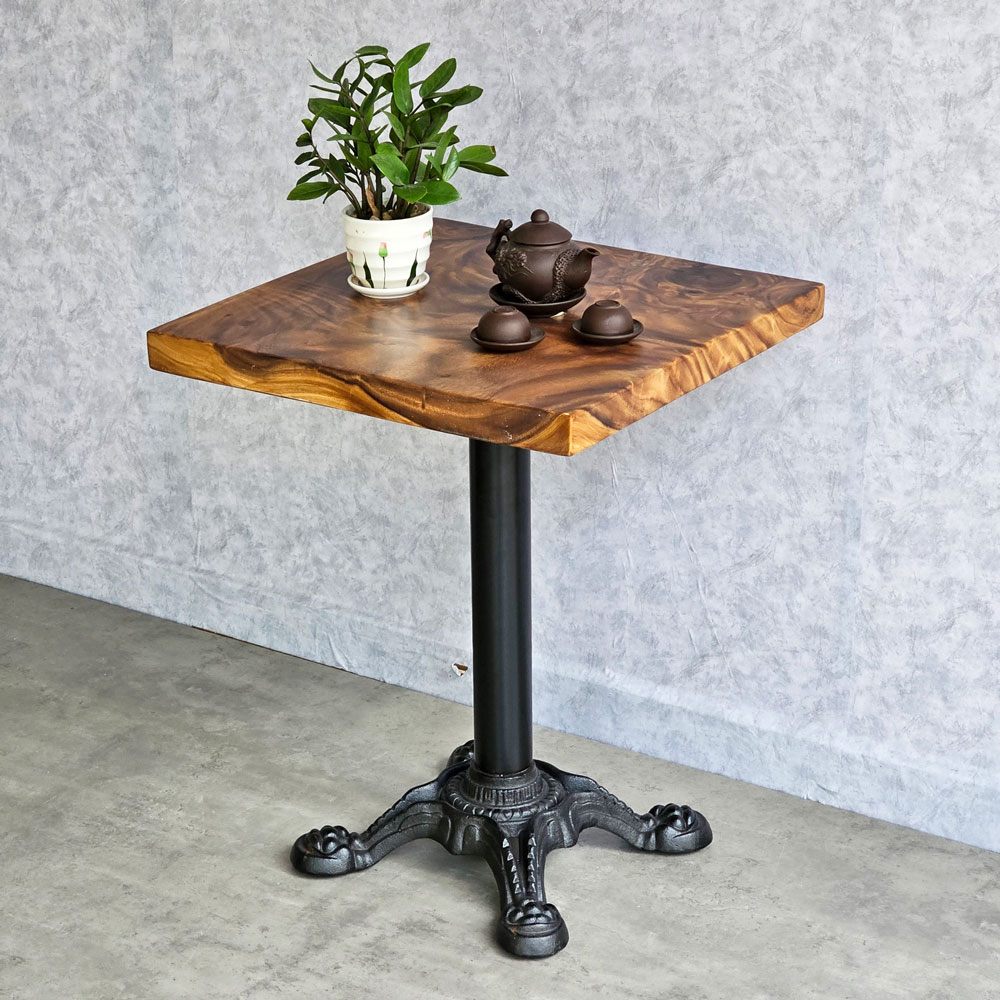 Bàn cafe vuông 60x60cm gỗ me tây dày 5 cm chân gang đúc CFD68198 Bàn cafe vuông 60x60cm gỗ me tây dày 5 cm chân gang đúc CFD68198 - hình 3