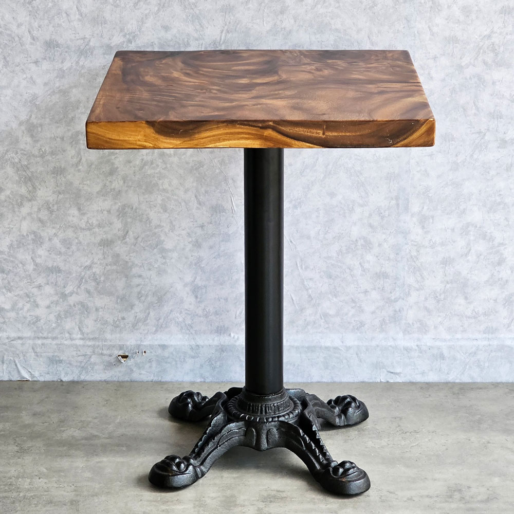 Bàn cafe vuông 60x60cm gỗ me tây dày 5 cm chân gang đúc CFD68198 Bàn cafe vuông 60x60cm gỗ me tây dày 5 cm chân gang đúc CFD68198 - hình 4