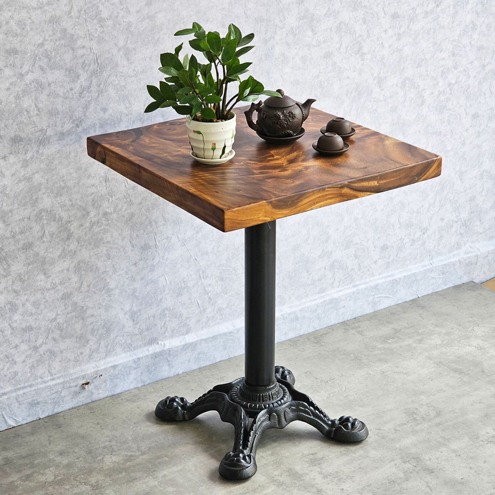 Bàn cafe vuông 60x60cm gỗ me tây dày 5 cm chân gang đúc CFD68198 Bàn cafe vuông 60x60cm gỗ me tây dày 5 cm chân gang đúc CFD68198 - hình 5