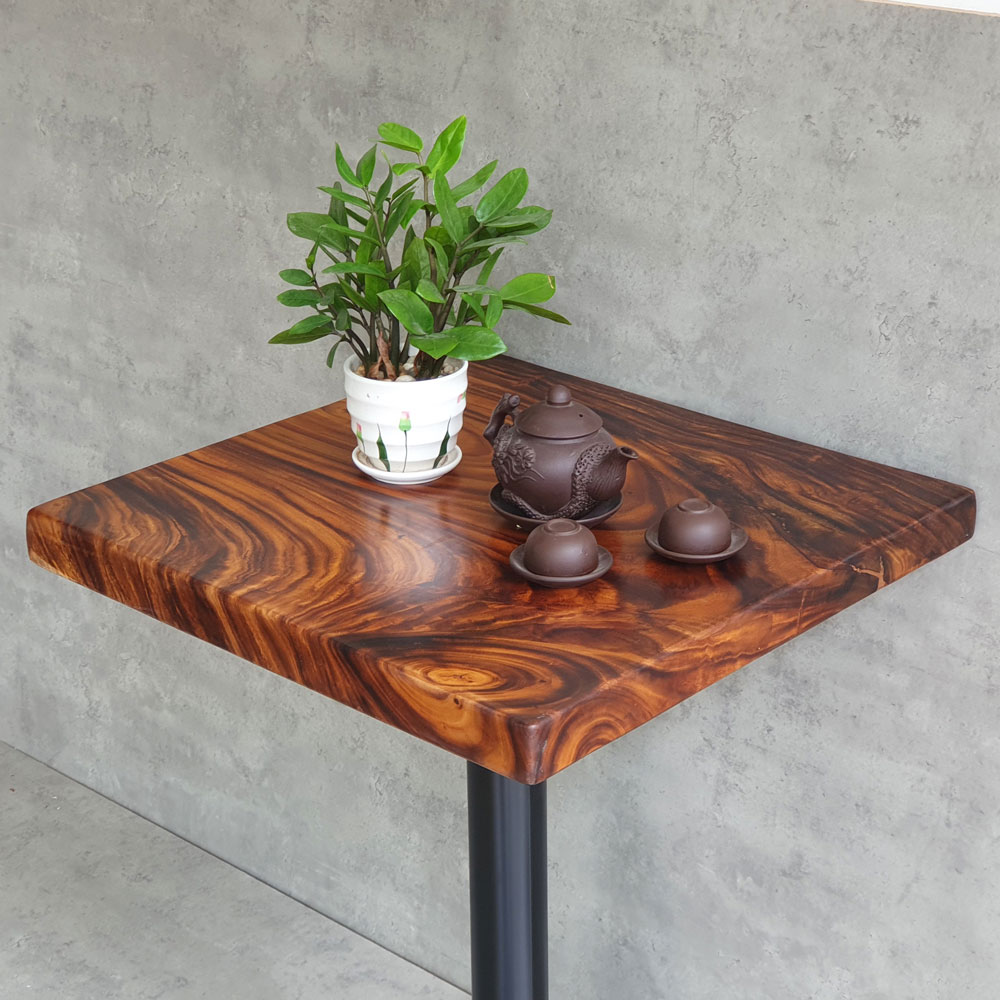 Bàn cafe vuông 60x60cm gỗ me tây dày 5cm chân gang đúc Bàn cafe vuông 60x60cm gỗ me tây dày 5cm chân gang đúc - hình 3