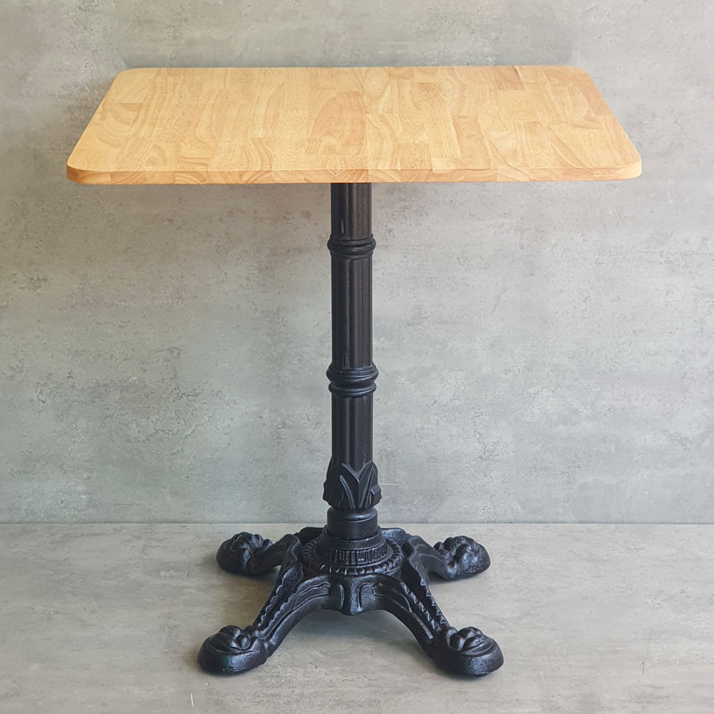 Bàn cafe vuông 70x70cm gỗ cao su chân bằng gang đúc nghệ thuật CFD68193 Bàn cafe vuông 70x70cm gỗ cao su chân bằng gang đúc nghệ thuật CFD68193 - hình 1