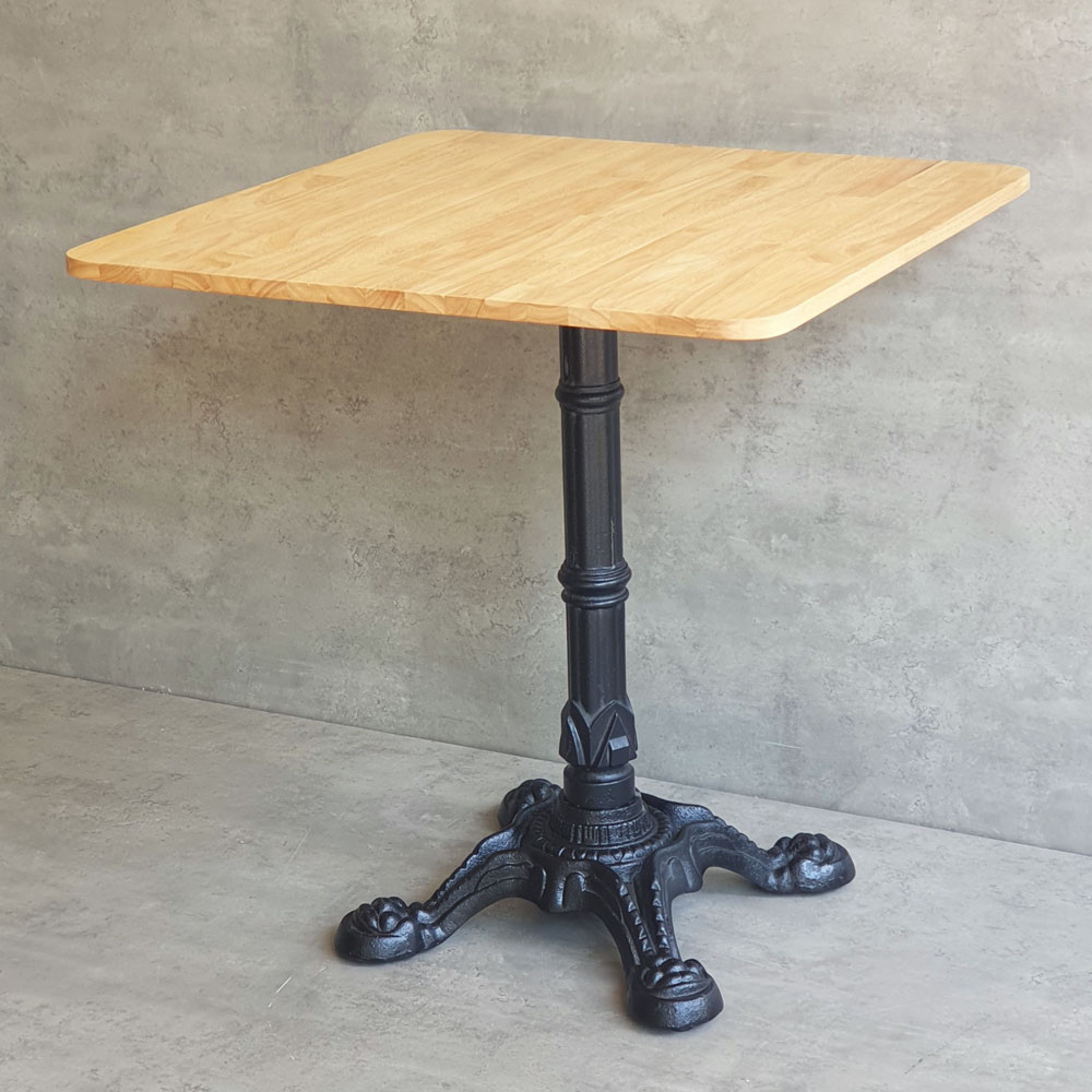 Bàn cafe vuông 70x70cm gỗ cao su chân bằng gang đúc nghệ thuật CFD68193 Bàn cafe vuông 70x70cm gỗ cao su chân bằng gang đúc nghệ thuật CFD68193 - hình 2