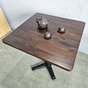 Bàn cafe vuông 70x70cm gỗ tràm chân sắt chữ X đúc CFD68247 - hình 1