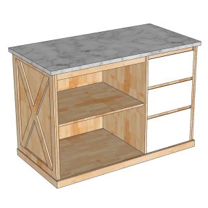 Bàn đảo bếp 120x61x85cm mặt đá gỗ cao su - hình 1