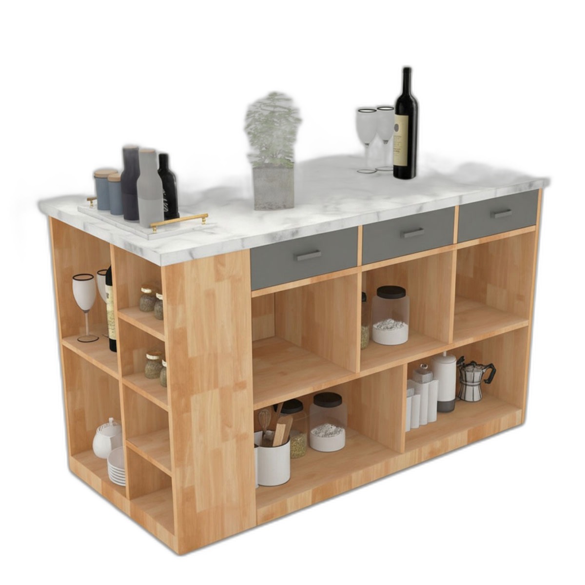 Bàn đảo bếp 140x70x85cm gỗ cao su mặt đá Bàn đảo bếp 140x70x85cm gỗ cao su mặt đá