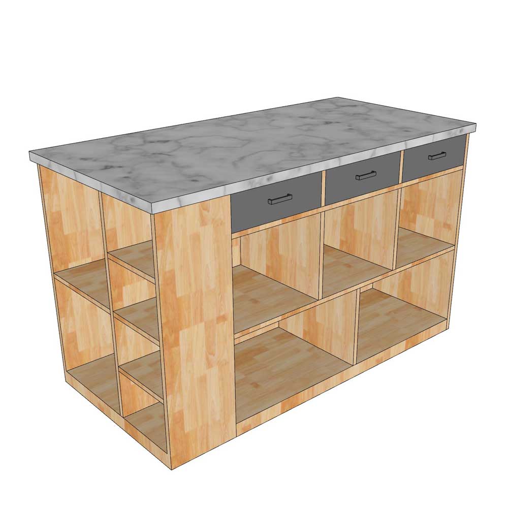 Bàn đảo bếp 140x70x85cm gỗ cao su mặt đá Bàn đảo bếp 140x70x85cm gỗ cao su mặt đá - hình 1