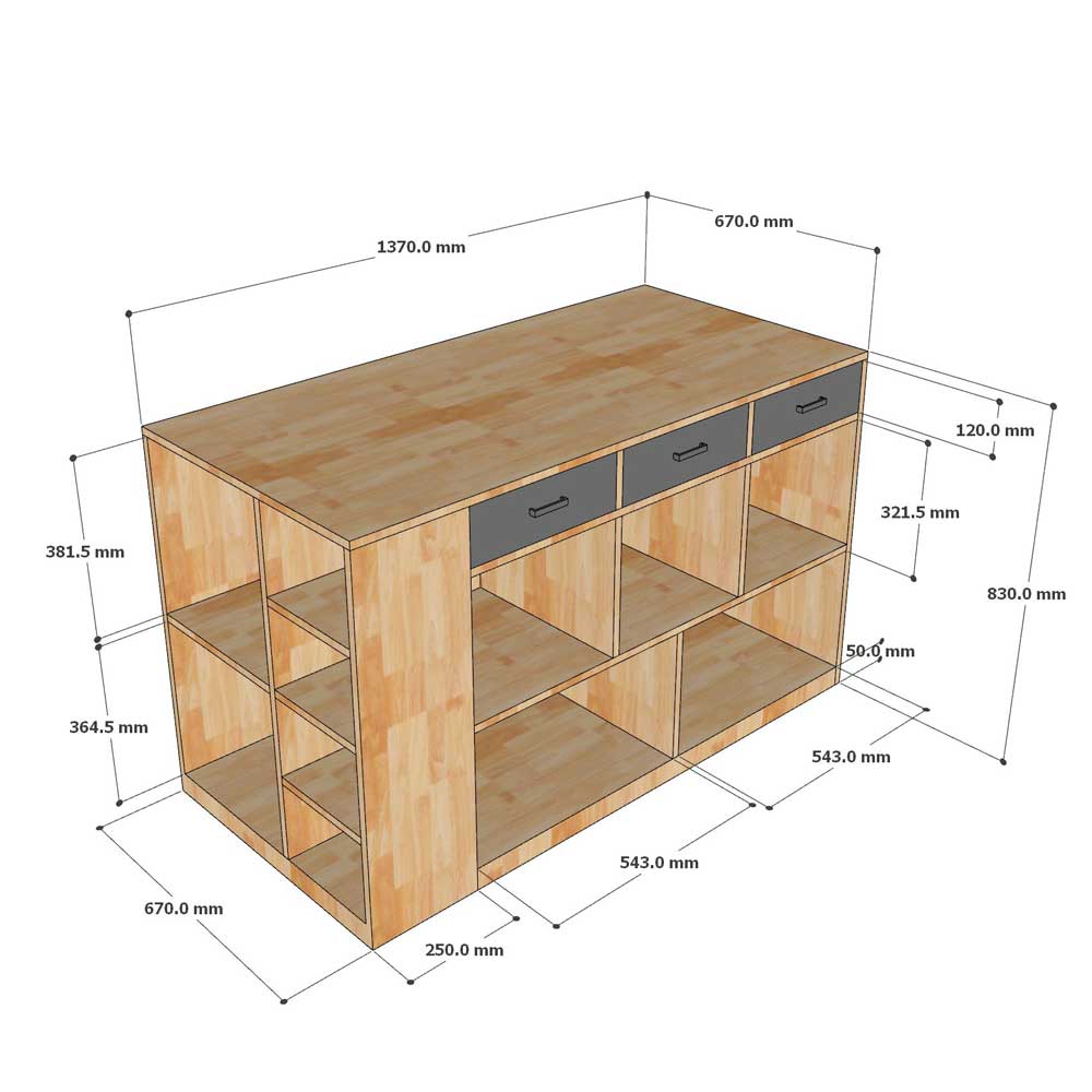 Bàn đảo bếp 140x70x85cm gỗ cao su mặt đá Bàn đảo bếp 140x70x85cm gỗ cao su mặt đá - hình 3