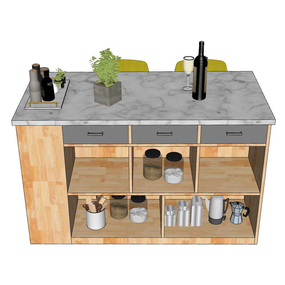 Bàn đảo bếp 140x70x85cm gỗ cao su mặt đá Bàn đảo bếp 140x70x85cm gỗ cao su mặt đá - hình 5