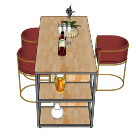 Bàn đảo bếp 160x70x81cm gỗ cao su - hình 1