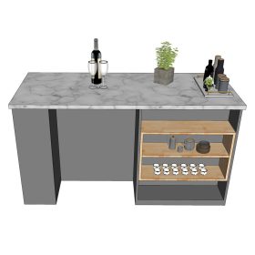 Bàn đảo bếp 160x70x85cm gỗ cao su mặt đá - hình 1