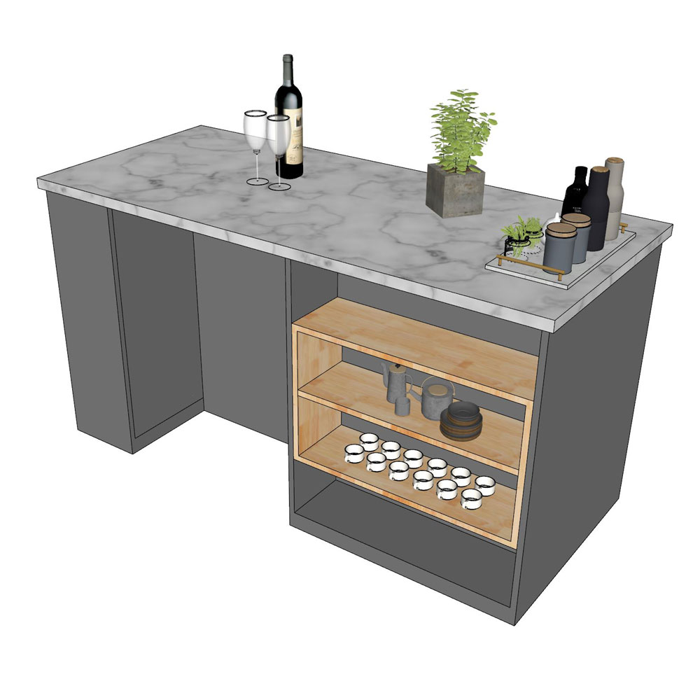 Bàn đảo bếp 160x70x85cm gỗ cao su mặt đá Bàn đảo bếp 160x70x85cm gỗ cao su mặt đá - hình 2