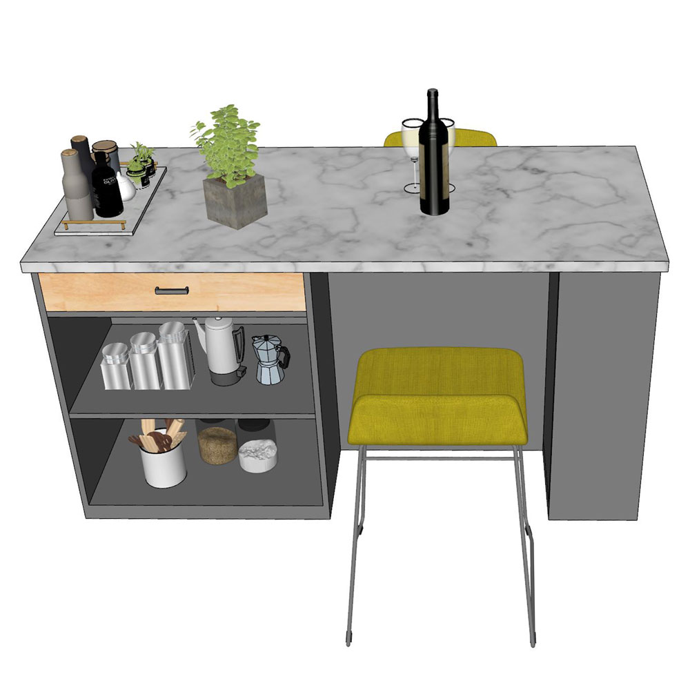 Bàn đảo bếp 160x70x85cm gỗ cao su mặt đá Bàn đảo bếp 160x70x85cm gỗ cao su mặt đá - hình 3