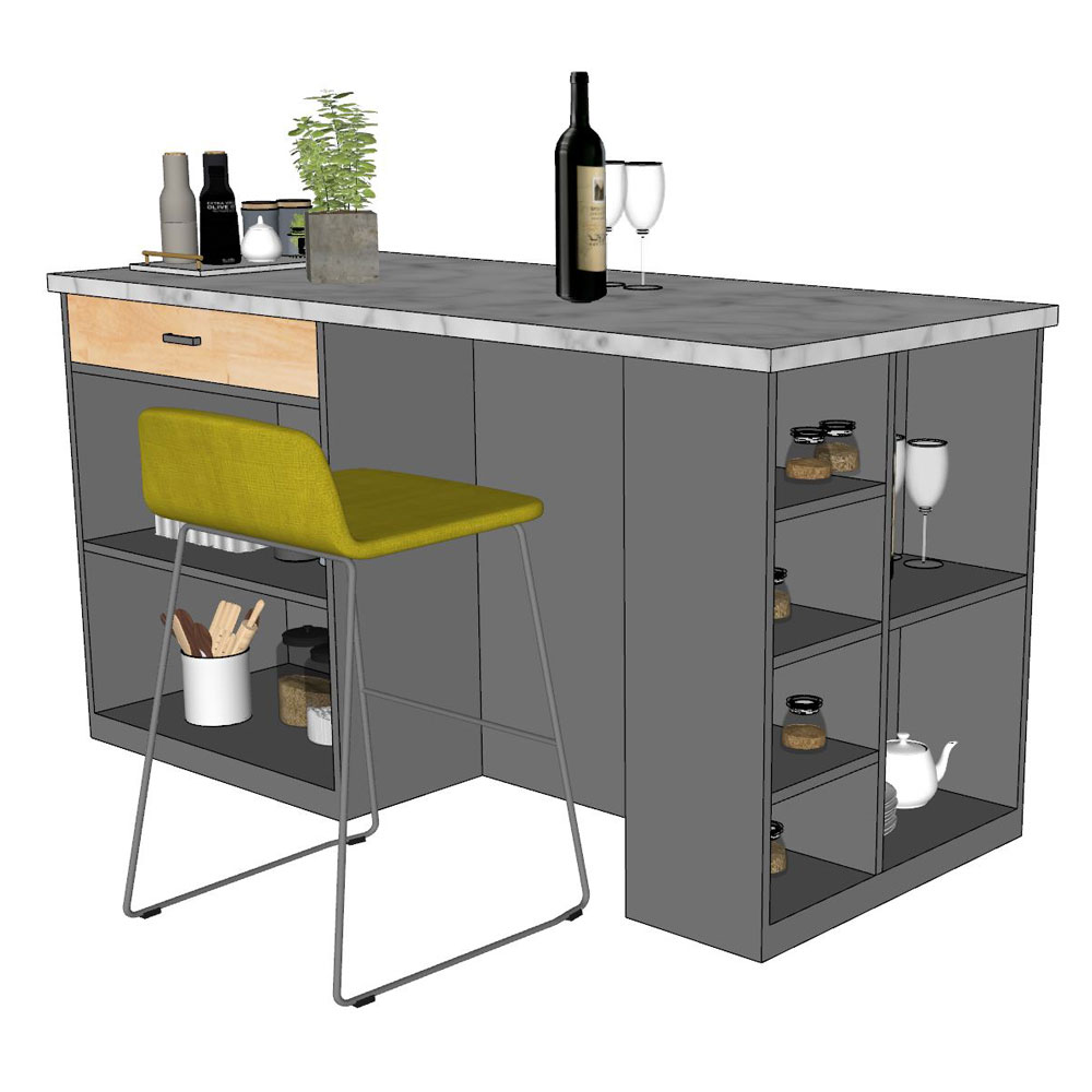 Bàn đảo bếp 160x70x85cm gỗ cao su mặt đá Bàn đảo bếp 160x70x85cm gỗ cao su mặt đá - hình 4