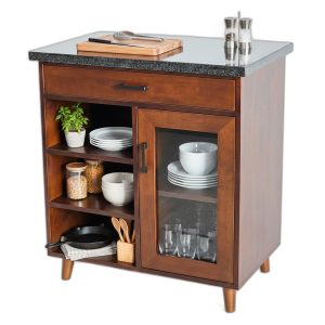 Bàn đảo bếp 80x50x87cm gỗ cao su mặt đá