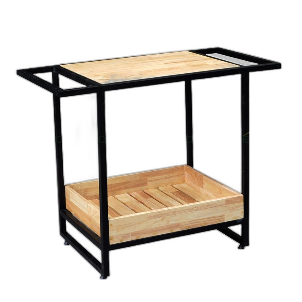Bàn đảo bếp đa năng 95x50x75 gỗ cao su khung sắt Bàn đảo bếp đa năng 95x50x75 gỗ cao su khung sắt