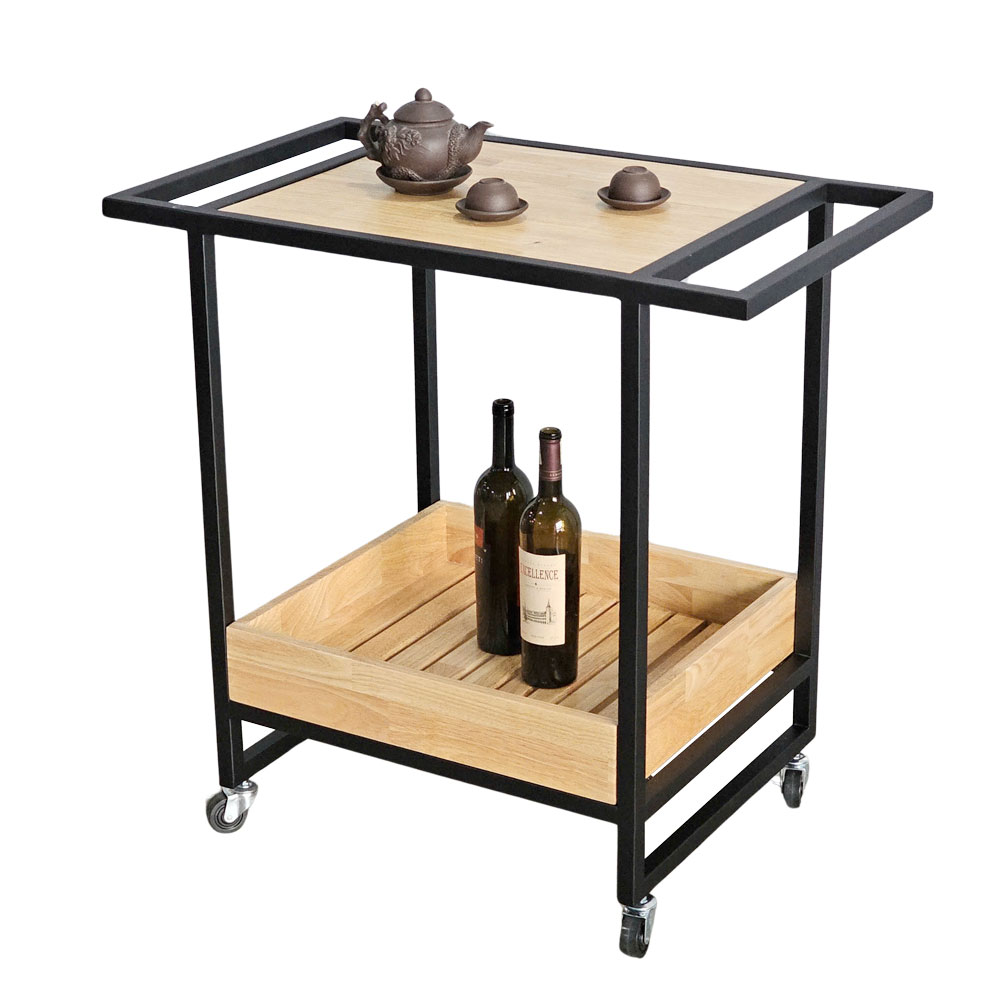 Bàn đảo bếp đa năng 95x50x75 gỗ cao su khung sắt Bàn đảo bếp đa năng 95x50x75 gỗ cao su khung sắt - hình 1
