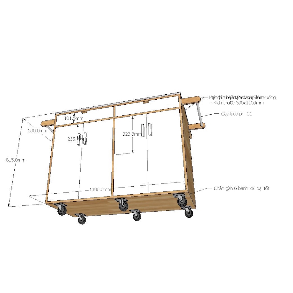 Bàn đảo bếp di động có bánh xe mặt đá (110x50x90cm) Bàn đảo bếp di động có bánh xe mặt đá (110x50x90cm) - hình 1