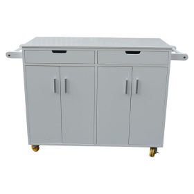 Bàn đảo bếp di động Full Trắng có bánh xe mặt đá (110x50x90cm) - hình 1