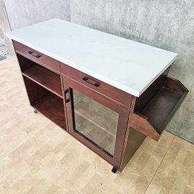 Bàn đảo bếp di động gỗ cao su - hình 1