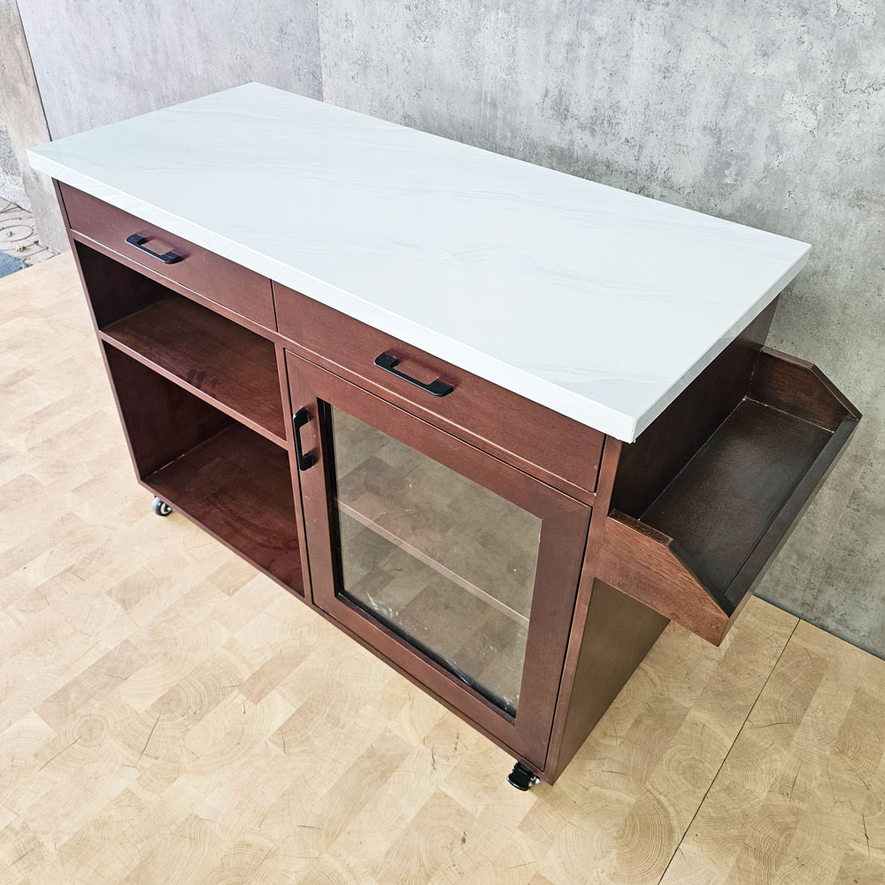 Bàn đảo bếp di động gỗ cao su Bàn đảo bếp di động gỗ cao su - hình 1