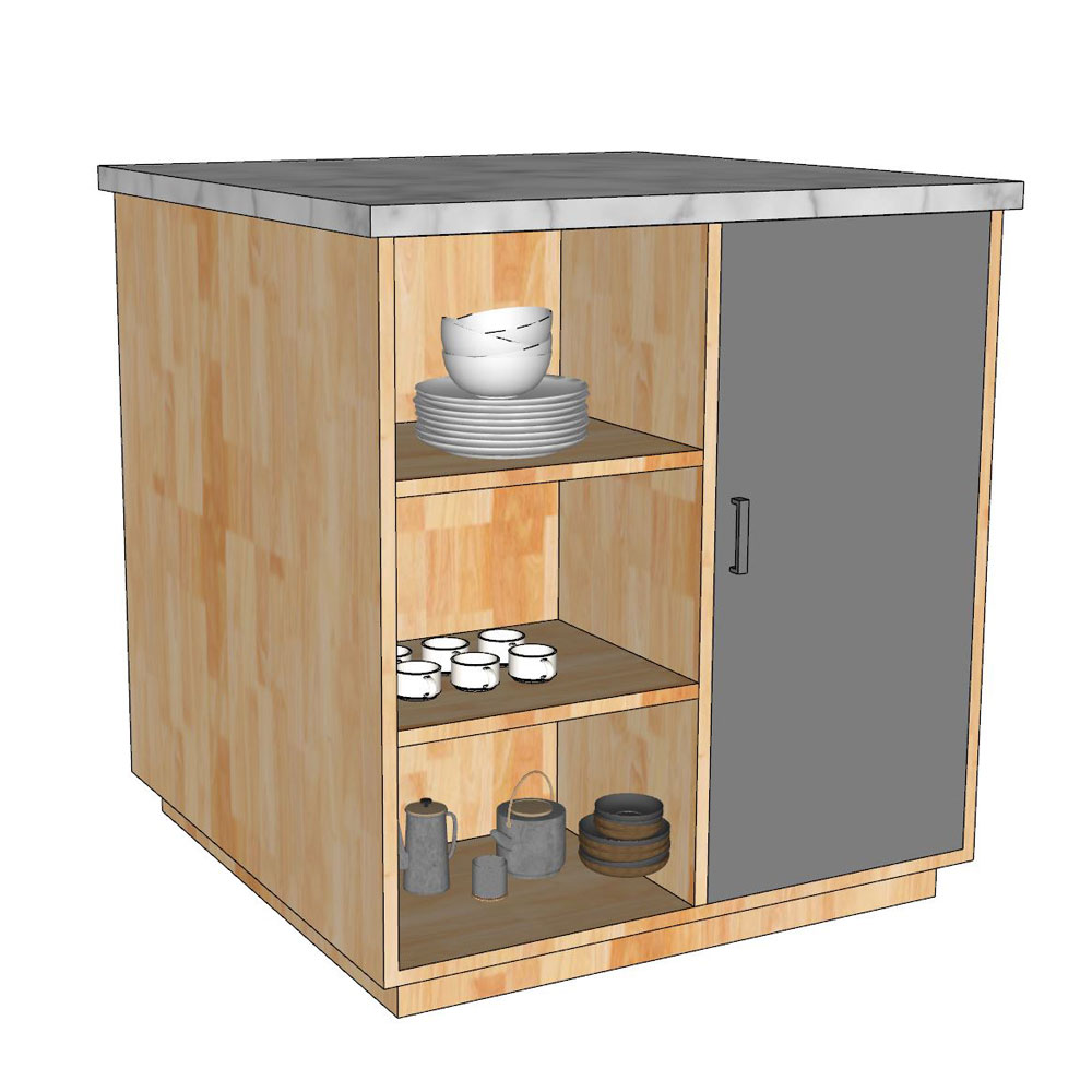 Bàn đảo bếp mini hình vuông 80x80x85cm gỗ cao su mặt đá Bàn đảo bếp mini hình vuông 80x80x85cm gỗ cao su mặt đá - hình 3