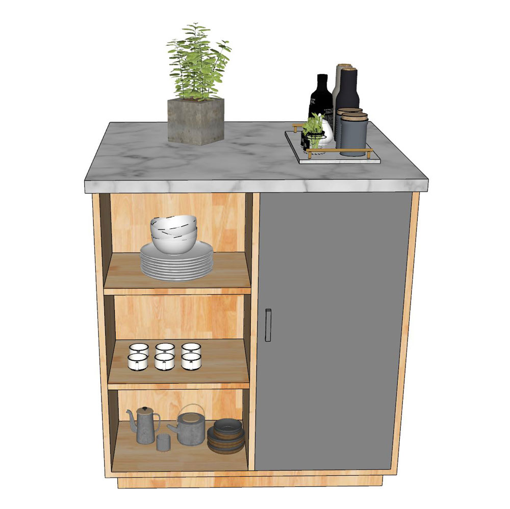 Bàn đảo bếp mini hình vuông 80x80x85cm gỗ cao su mặt đá Bàn đảo bếp mini hình vuông 80x80x85cm gỗ cao su mặt đá - hình 4