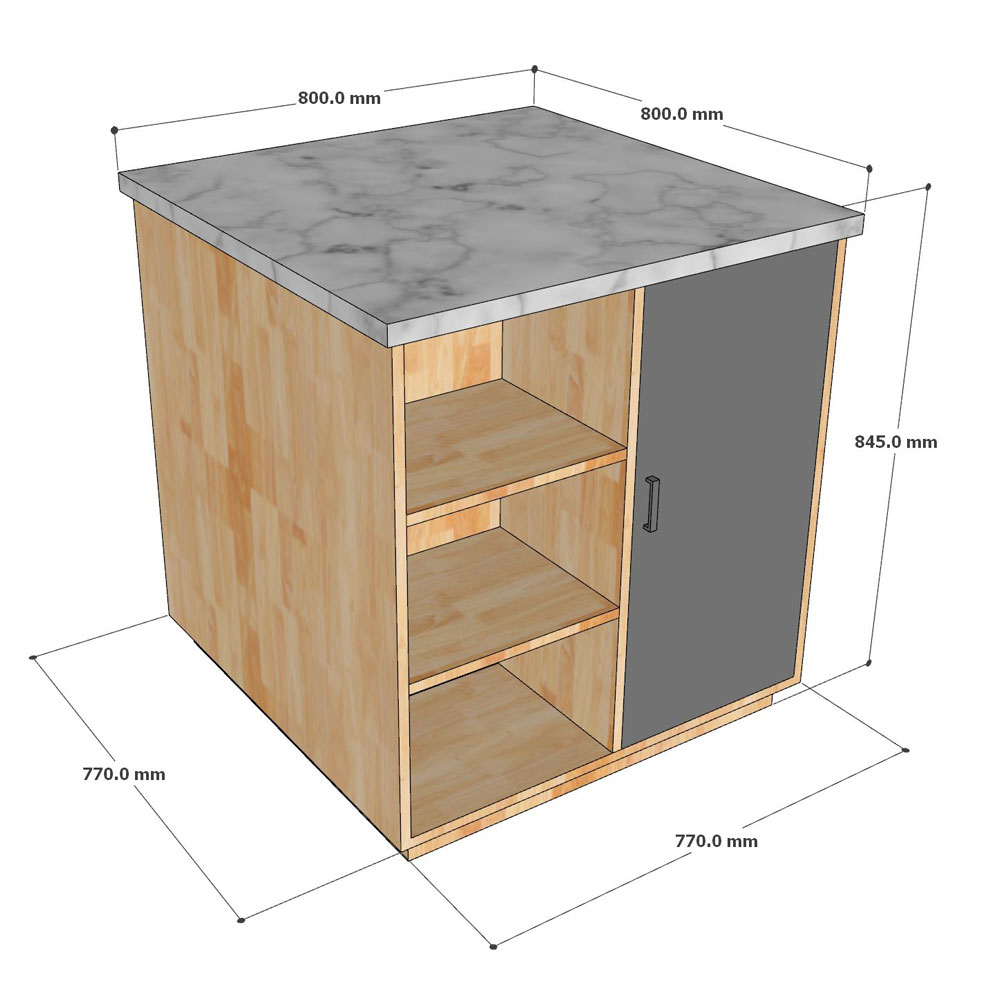 Bàn đảo bếp mini hình vuông 80x80x85cm gỗ cao su mặt đá Bàn đảo bếp mini hình vuông 80x80x85cm gỗ cao su mặt đá - hình 5
