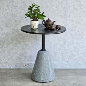 Bàn decor, bàn cafe tròn chân bê tông đá mài CFD68125 - hình 1