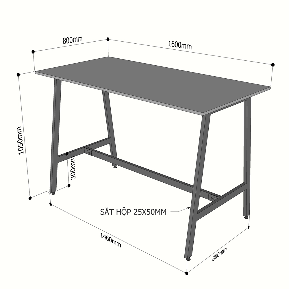 Bàn đứng 160x80x105cm gỗ Plywood phủ melamin chân sắt lắp ráp STD68035 Bàn đứng 160x80x105cm gỗ Plywood phủ melamin chân sắt lắp ráp STD68035 - hình 1