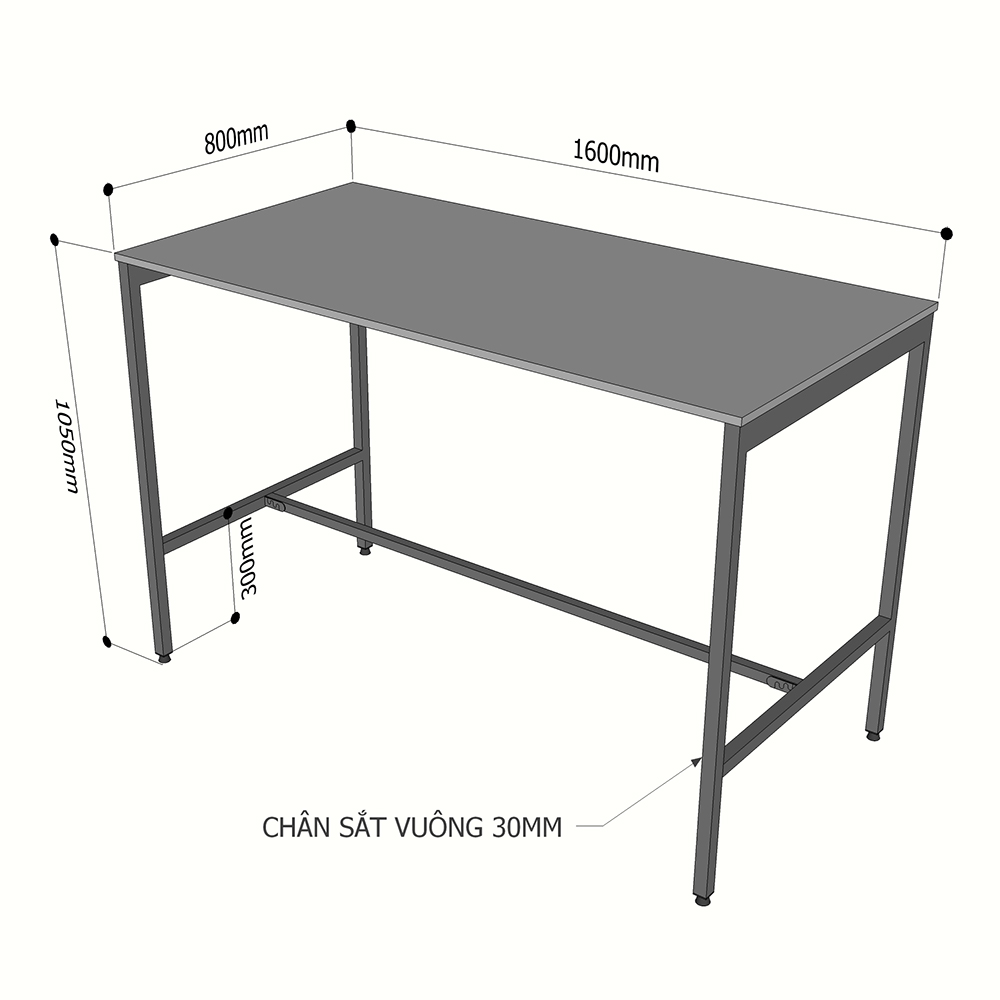 Bàn đứng 1m6 gỗ Plywood phủ melamin chân sắt STD68038 Bàn đứng 1m6 gỗ Plywood phủ melamin chân sắt STD68038 - hình 1
