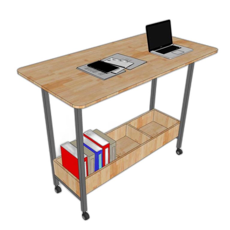 Trang chủ Bàn đứng di động có kệ sách 140x70x105cm chân sắt STD68041