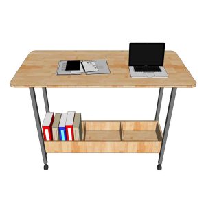 Bàn đứng di động có kệ sách 140x70x105cm chân sắt STD68041 - hình 1