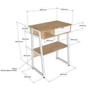 Bàn đứng Woba gỗ cao su chân sắt - STD68043 - hình 1