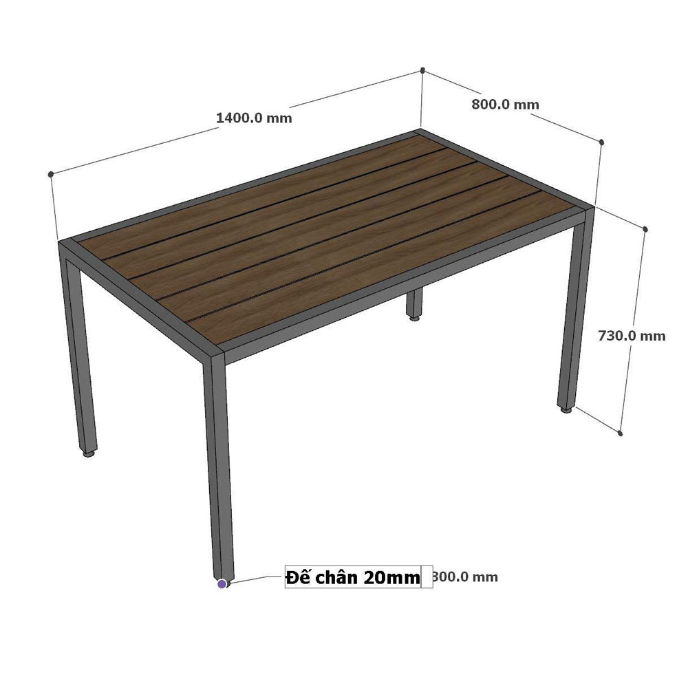 Bàn ngoài trời 140x70cm gỗ nhựa chân sắt Bàn ngoài trời 140x70cm gỗ nhựa chân sắt - hình 2
