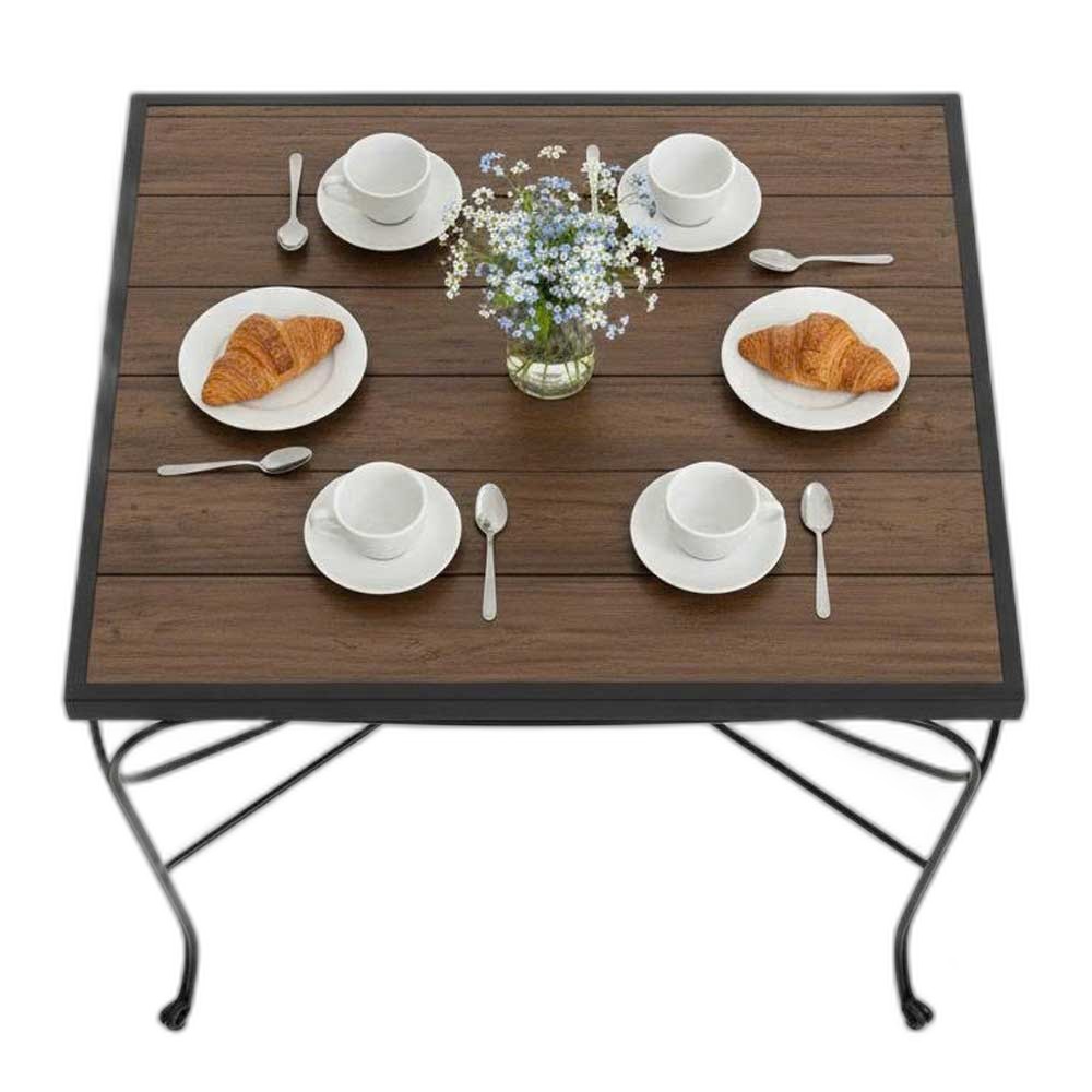Bàn ngoài trời vuông 90x90cm gỗ nhựa vân nổi 3D Bàn ngoài trời vuông 90x90cm gỗ nhựa vân nổi 3D
