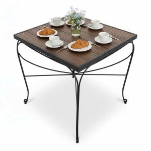 Bàn ngoài trời vuông 90x90cm gỗ nhựa vân nổi 3D - hình 1