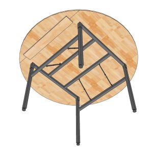 Bàn nhà hàng gấp gọn đk 140cm gỗ cao su - hình 1
