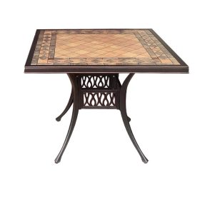 Bàn nhôm đúc vuông họa tiết gạch mosaic nâu - hình 1