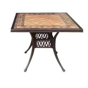 Bàn nhôm đúc vuông họa tiết gạch mosaic nâu - hình 1