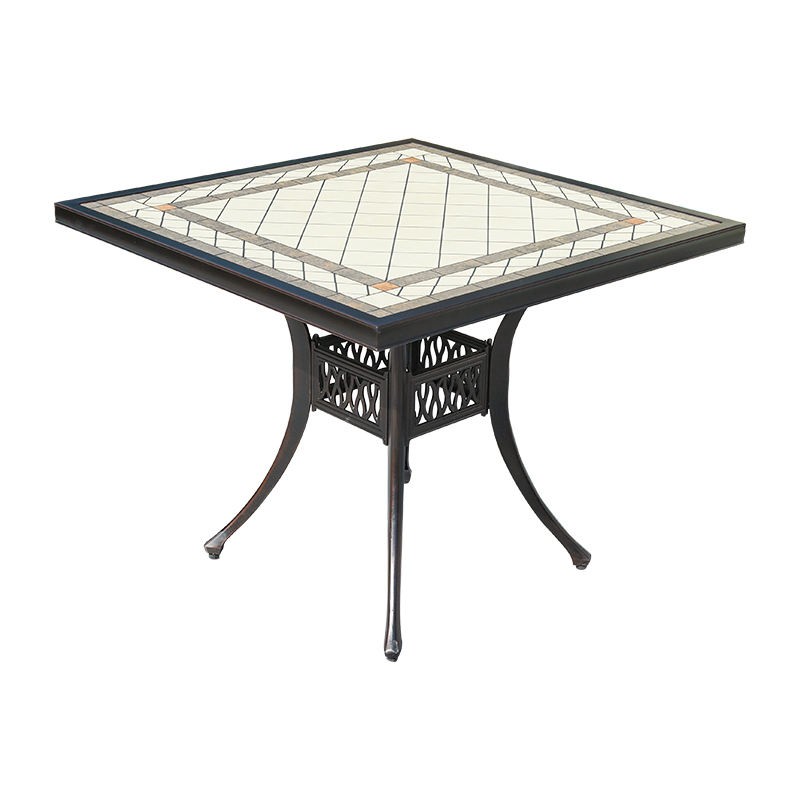 Bàn nhôm đúc vuông họa tiết gạch mosaic nâu Bàn nhôm đúc vuông họa tiết gạch mosaic nâu - hình 2