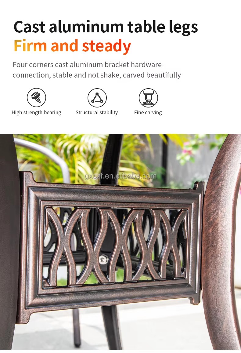 Bàn nhôm đúc vuông họa tiết gạch mosaic nâu Bàn nhôm đúc vuông họa tiết gạch mosaic nâu - hình 4